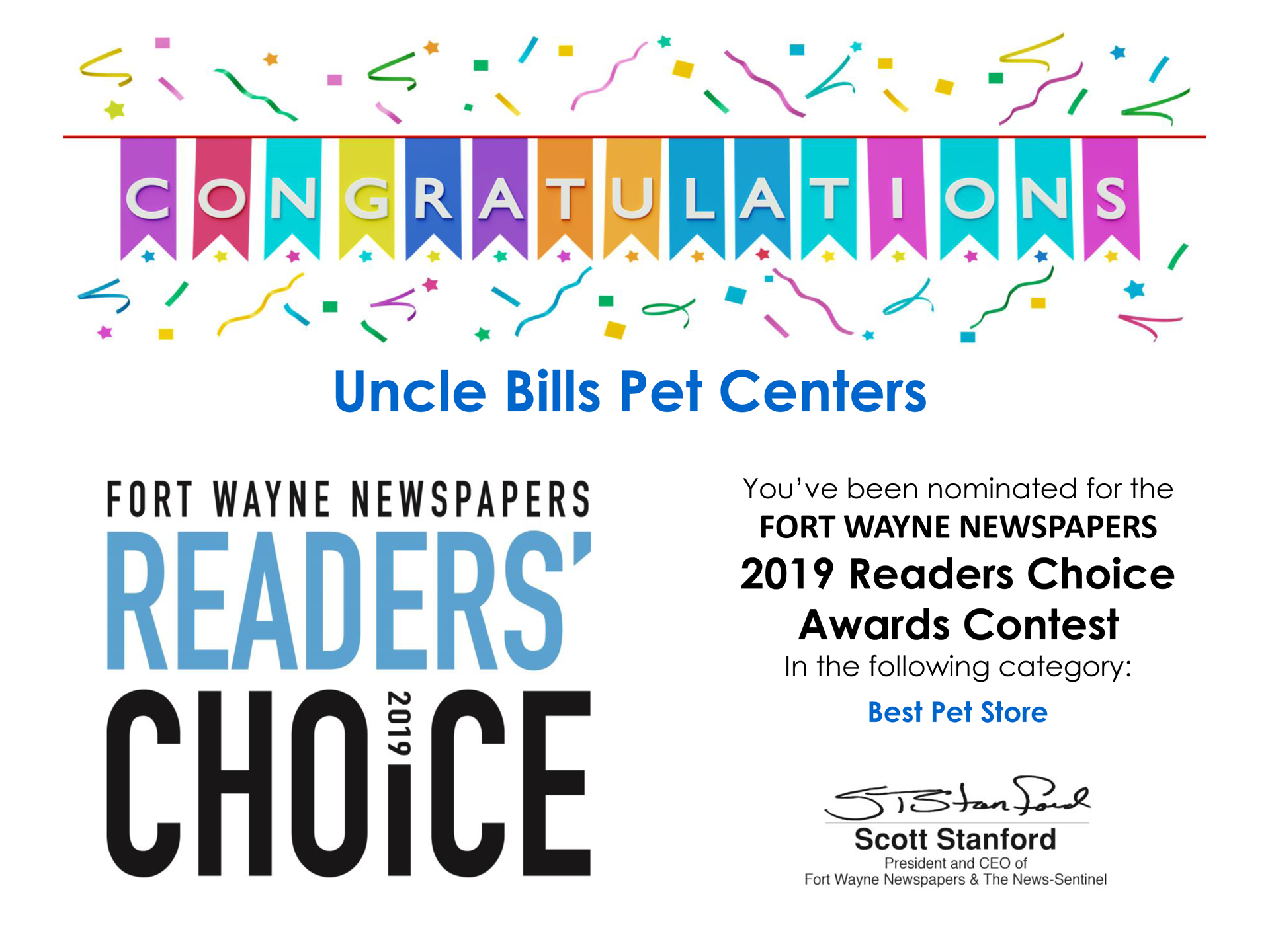 Uncle-Bills_2019-Readers-Choice_Certificate_Ft_Wayne