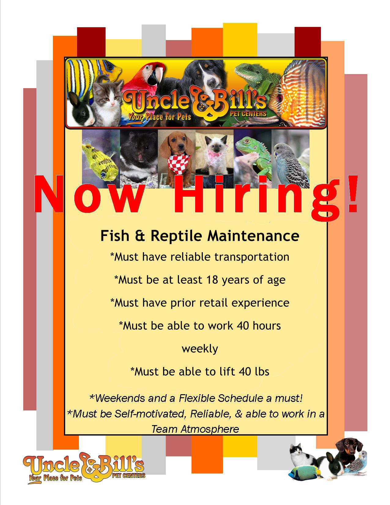 fish and reptile maintenance now hiring